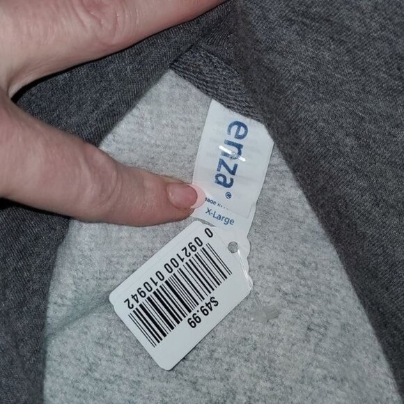 Enza Graphic Fall Graphics "Thankful" Sz XL Gray Unique Collared Hoodie w Pocket - Picture 6 of 7